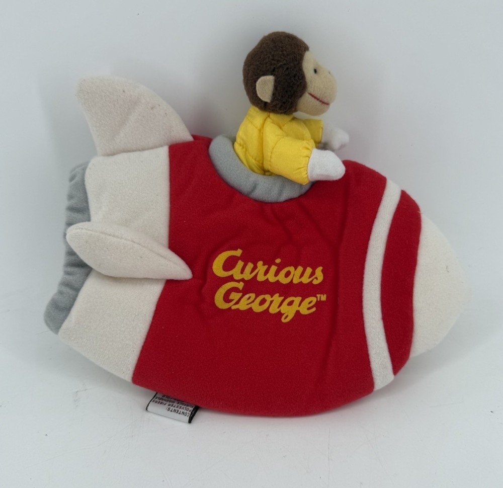 Vintage Curious George Rocketship Hand Puppet Plush by Gund 9”