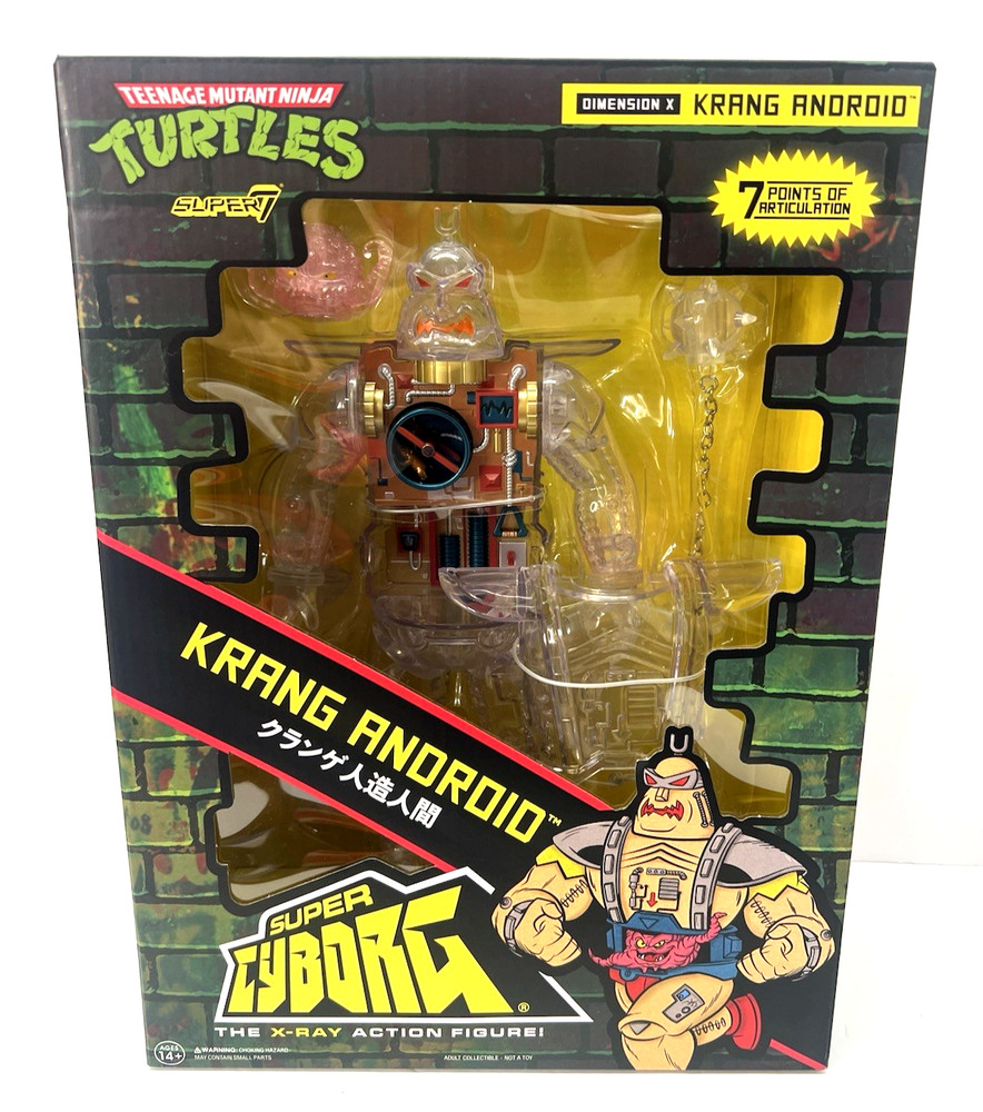 Super7 TMNT Krang Android Super Cyborg Action Figure Clear Articulated 2024 New