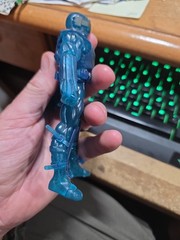 Vintage Translucent Blue Plastic Action Figure w Removable Armor Unbranded 5.5″