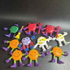 10 Pieces Smiley Face PVC Figures Mummy Dracula Pumpkin Devil Witch Halloween