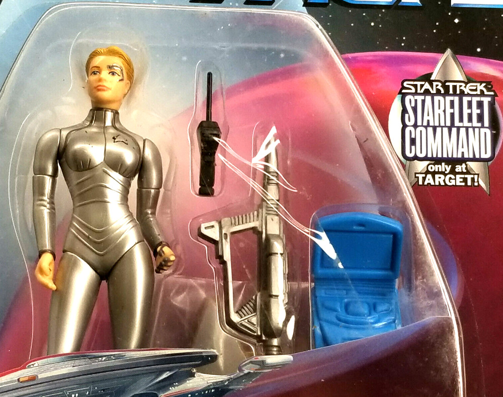 Star Trek Voyager Seven of Nine Silver Target Starfleet Command Playmates MOC 99