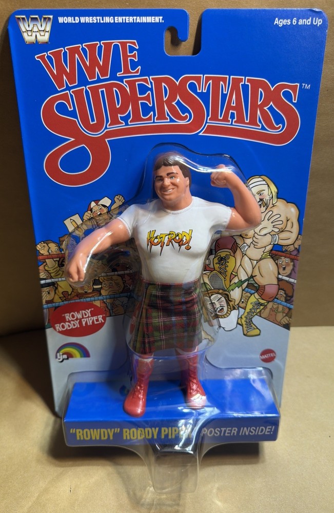 WWE LJN Superstars “Rowdy” RODDY PIPER Chase BLUE CARD Mattel 2026 Figure New!