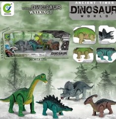 Dinosaur Toy Playset Mechanical Walking Figures Set Boxed No Batteries needed