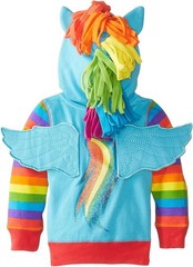 Girls Rainbow Dash Blue Zip Jacket Cotton Polyester Whimsical Design