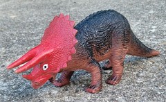 Vintage Triceratops Dinosaur Figure Red Black Hard Plastic 1999