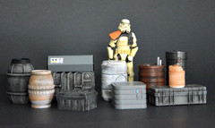 11 PAINTED CARGO CRATE LOT STAR WARS 1:18 scale 4in figure DIORAMA part lot