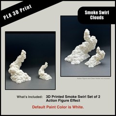 Smoke Swirl Cloud Effects Set of 2 | 3D Printed | Action Figure Prop Accessory