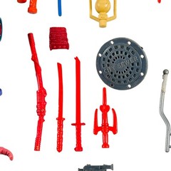 TMNT Playmates Mixed Toy Parts Lot Technodrome Pogocopter Parachute Weapons READ