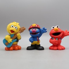 Sesame Street 2010 Hasbro 3” Figures Lot Big Bird Guitar Groover Fireman Elmo
