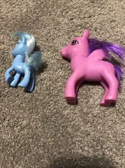 Lot Of 2 My Little Pony Blue And One Pink. Both Of Their Tails Have Cut Shorter