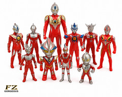 Tokusatsu Hero Style Action Figure Lot of 11 Red Silver Mixed Size Unbranded