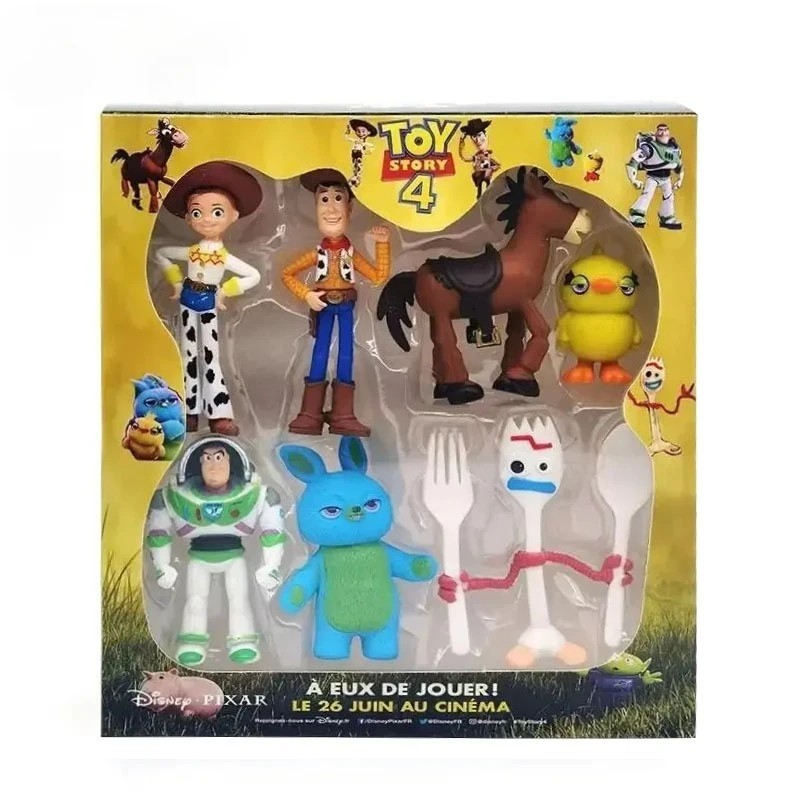 7PCS Toy Story 4 Action Figures Woody Buzz Jessie Forky Bear Pig Toy Set Gift