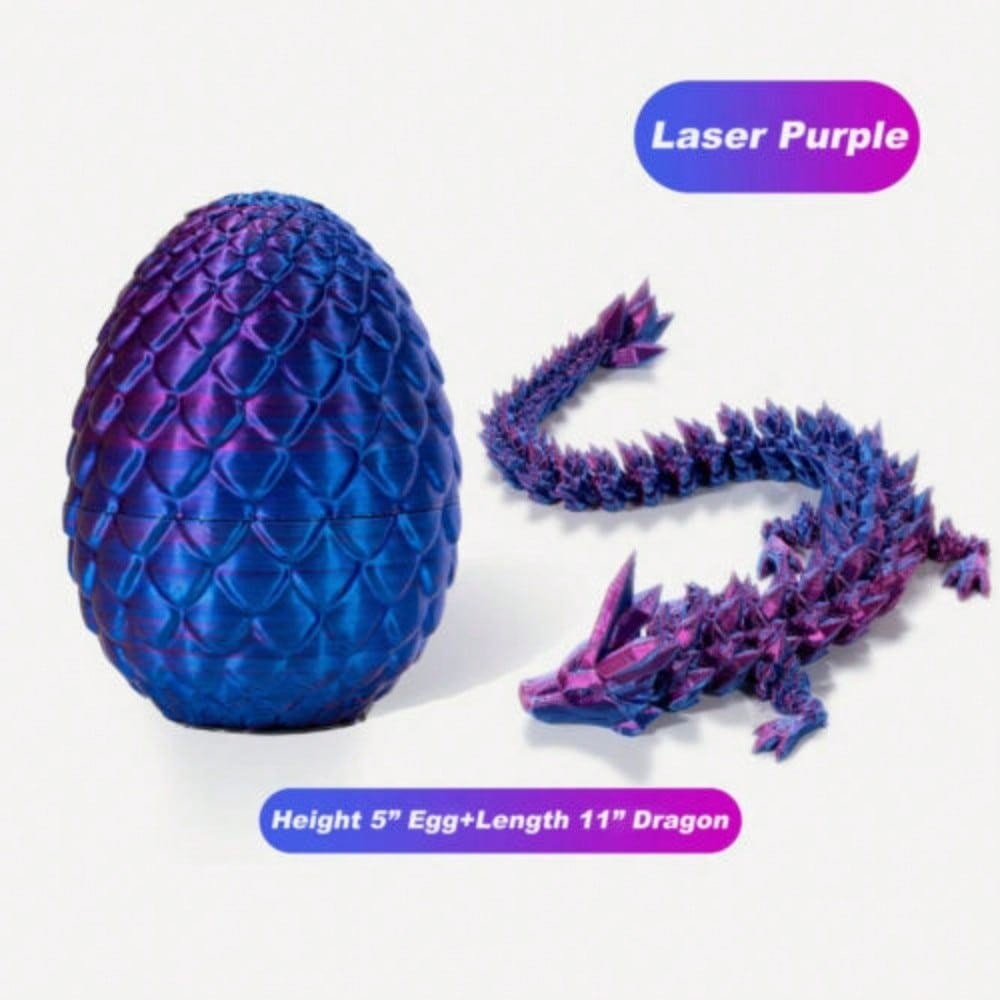 Easter Gift 3D Printed Dragon w/Egg Crystal Dragon Fidget Toys Full Articulated