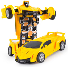 Transformer Robot Cars Friction 2 in 1 Kids Toy Toddler Yellow Color SPORT Car