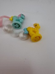 2 Vintage My Little Pony Petite Pony Gals – Hasbro Pink Blue Yellow