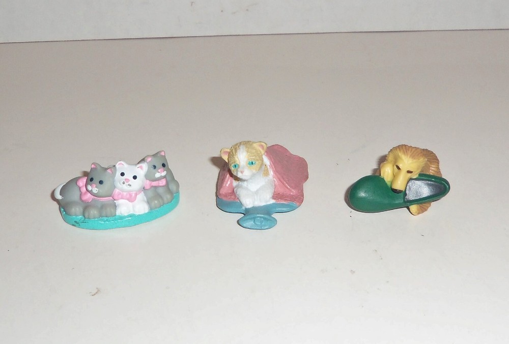 ’94-95 Vintage 1990’s Kitty Puppy In My Pocket M.E.G. Miniature Figures Lot of 3