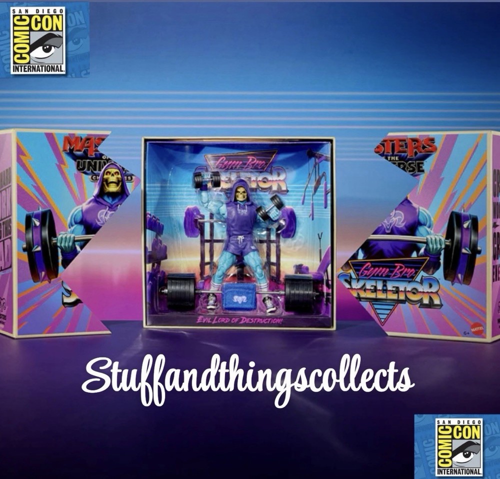 SDCC 2026-MATTEL MASTERS OF THE UNIVERSE GYM BRO SKELETOR ACTION FIGURE-PRE SALE