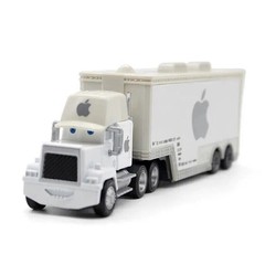 2Pcs Disney Pixar Cars No.84 White Apple Hauler Truck 1:55 Diecast Toys Set Gift