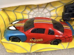 Vintage Marvel Spiderman Vintage Wired RC Remote Control Car W/figure Brand New