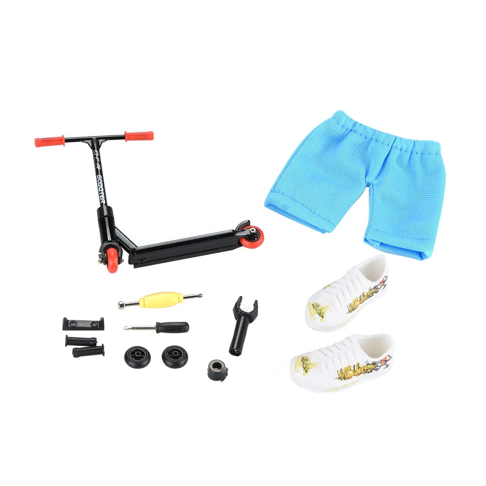 Mini Finger Toy Black Scooter Skateboard With Pants Shoes Tools For Kids Gift x
