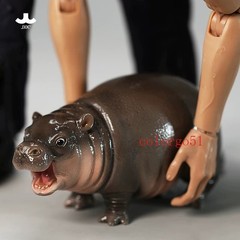 JXK Realistic Baby Hippo GK Resin Figure Cute Animal Model Collectible L 10cm