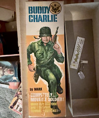 Marx Buddy Charlie 1850 Green Military Action Figure w/ Box, Dog Tag & Manual