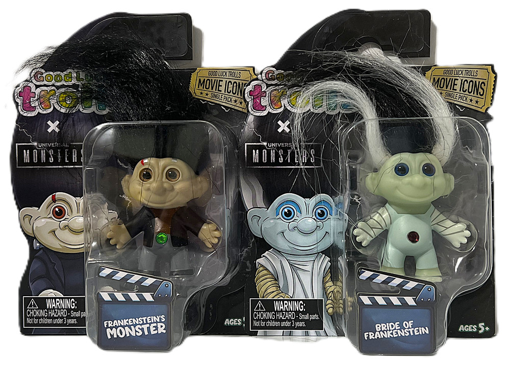 Good Luck Trolls Universal Monsters Frankenstein & Bride Dolls Horror Set of 2