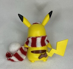 Pokemon Holiday Pikachu Figure 3″ Christmas Toy Red White Knit Scarf Jazwares
