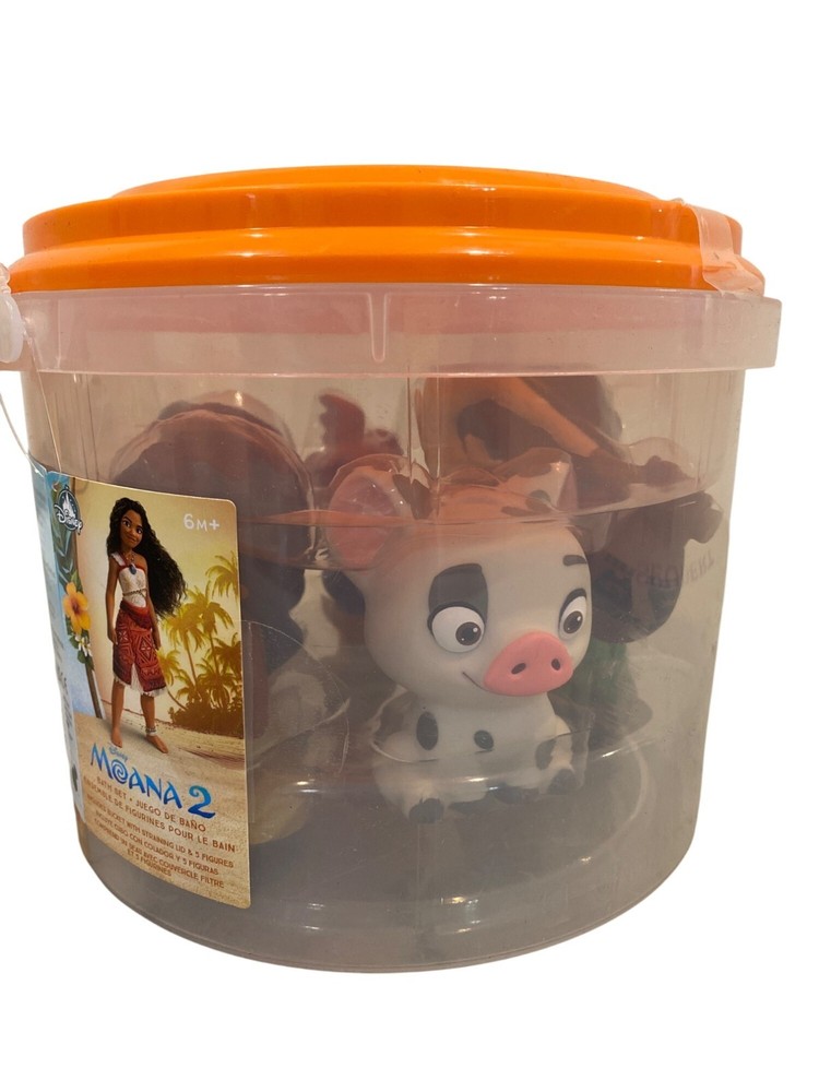 Disney Moana 2 Bath Toy Bucket with 5 Figures For Ages 6M+