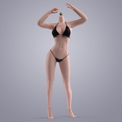 US ANT AB001W 1/6 Female Pale Skin Body Seamless Flexible Large Bust 12″ Figure