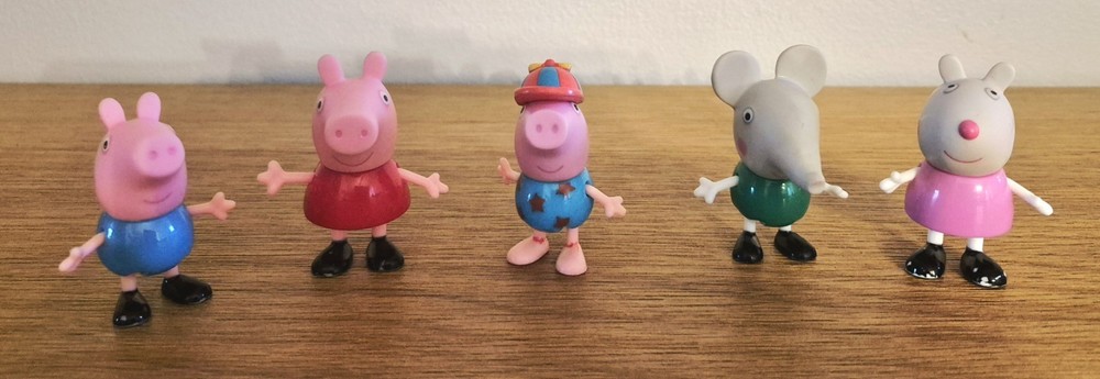 Official Peppa Pig 5 Figure Lot George Edmond Elephant Suzy Sheep ABD Ltd 2.5″