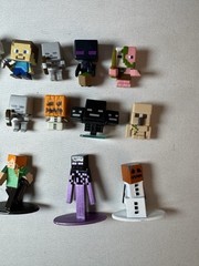 Minecraft Mini-Figures Metal Die Cast Plastic 1” Stone Series Lot Of 14