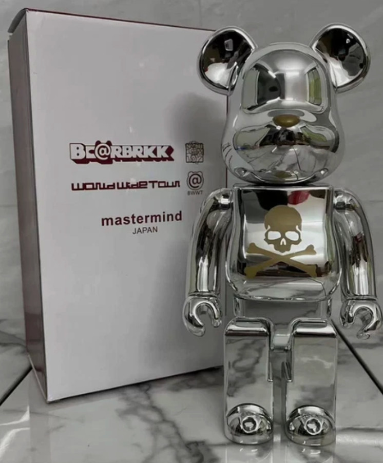 400% Bearbrick Bape Silvery Mastermind Action Figure Home Deco Art Toys Dolls