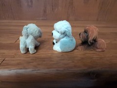 Puppy In My Pocket Lot – 3 Dog Houses & 3 Flocked Puppy Figures 2007 MEG