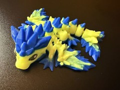 Articulated Baby Crystal Dragon Wyvern 5.5 inch Yellow and Blue