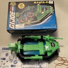 1993 HASBRO GI JOE MANTA RAY BOAT WITH BOX AND BLUEPRINTS VINTAGE