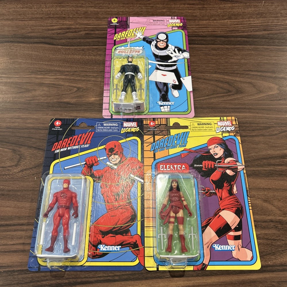 Marvel Legends Retro 3.75” Lot Of 3 Daredevil Elektra Bullseye Marvel Comics