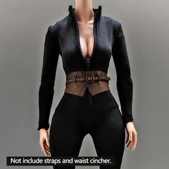 1/6 Female Black Bodysuit Dress Clothes For 12″ PH TBL Action Figure Body Toys.