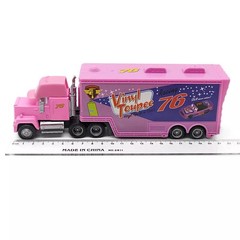 2Pcs Disney Pixar Cars No.76 Vinyl Toupee Hauler Truck with Car Diecast Toy Set