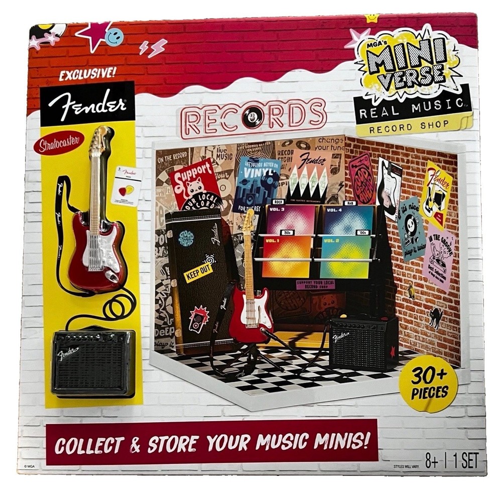 MGA Miniverse Real Music Record Shop With Exclusive Fender Guitar – NEW