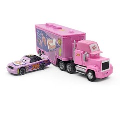 2-Car Disney Pixar Cars No.76 Vinyl Toupee Hauler Truck with Car Diecast Toy Set
