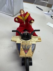 Red Ranger Doll with Motorcycle, Worn and Dirty, Unsure of Identity