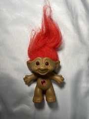 Vtg ACE Novelty Troll Doll Red Hair Gem Belly 4” Figure Toy