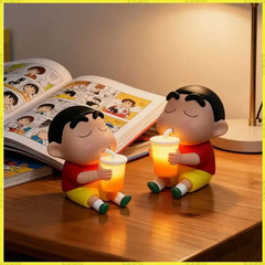 Crayon Shin Chan Night Light Tap Control Holding Soda Cup Vinyl Figure with Shir