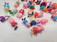 Peppa Pig Figures & Vehicle Lot Yellow School Bus Caravan Granddad Dog Pig Toys