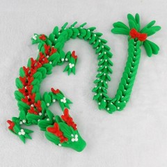 Mistletoe Dragon – 3D Printed Articulated Holiday Toy – Cute Christmas Gift Idea