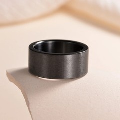 Simple Design 10MM Wide Stainless Steel Rings For Men Women Black/Gold