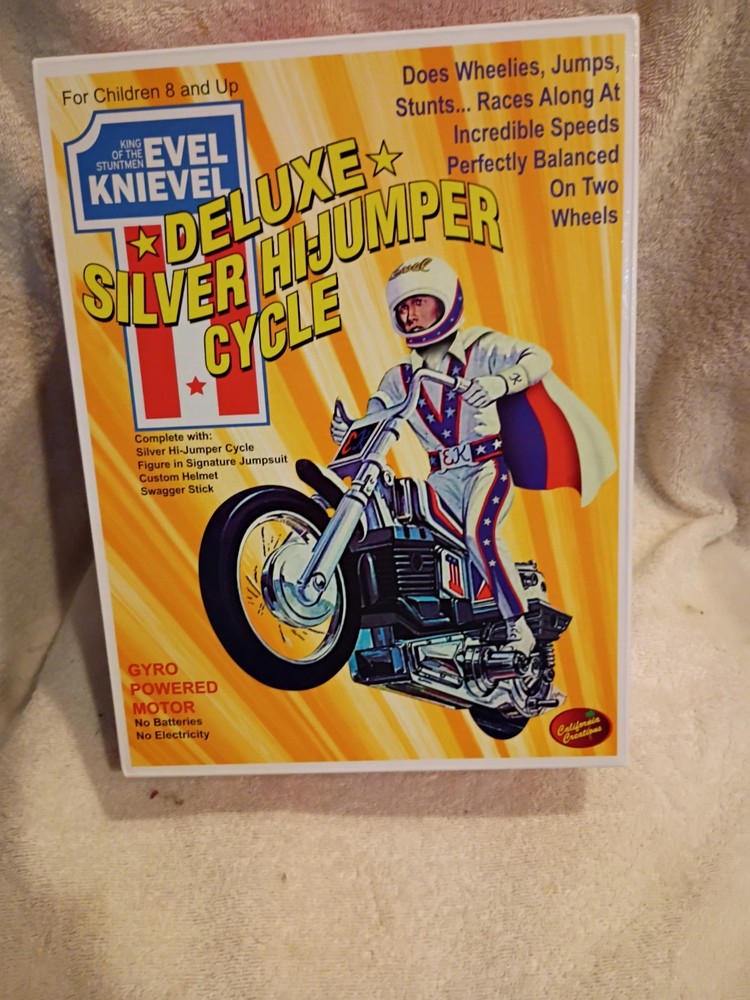 Evel Knievel Deluxe Silver High Jumper Cycle new