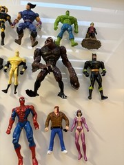 Lot of 22 Marvel And DC Action Figures 1990s – 2010’s Spiderman, Batman, X Men