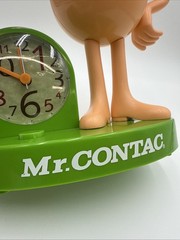 Vintage Mr. Contac Japanese Drug Advertisement Mascot Figure Alarm Clock Used